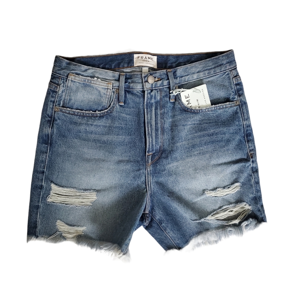 NEW Frame Le Stevie Short Sunset Cove Denim Cutoff - Picture 4 of 9